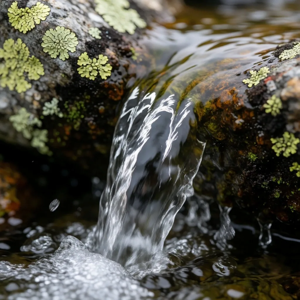 Manantial de agua cristalina sobre piedras en páramo colombiano