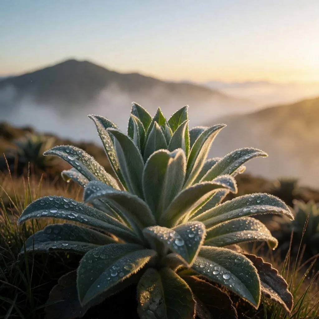 Frailejón en el páramo colombiano al amanecer