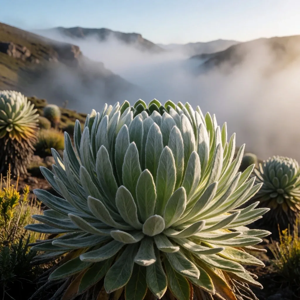 Frailejón en el páramo colombiano al amanecer