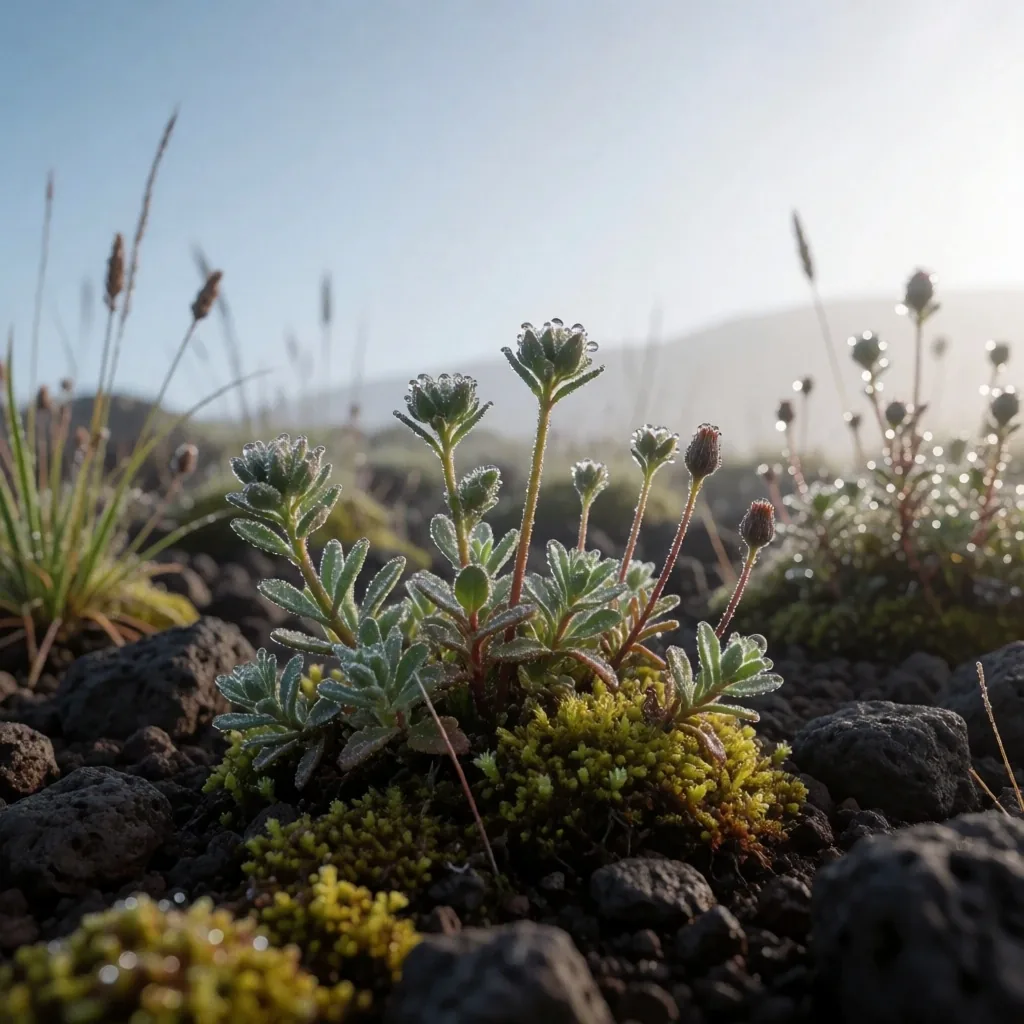 Flora de páramo colombiano al amanecer