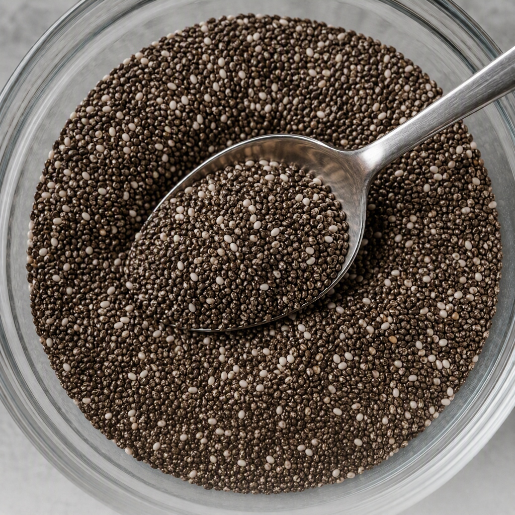 Semillas de chía ricas en fibra soluble y nutrientes para el bienestar digestivo